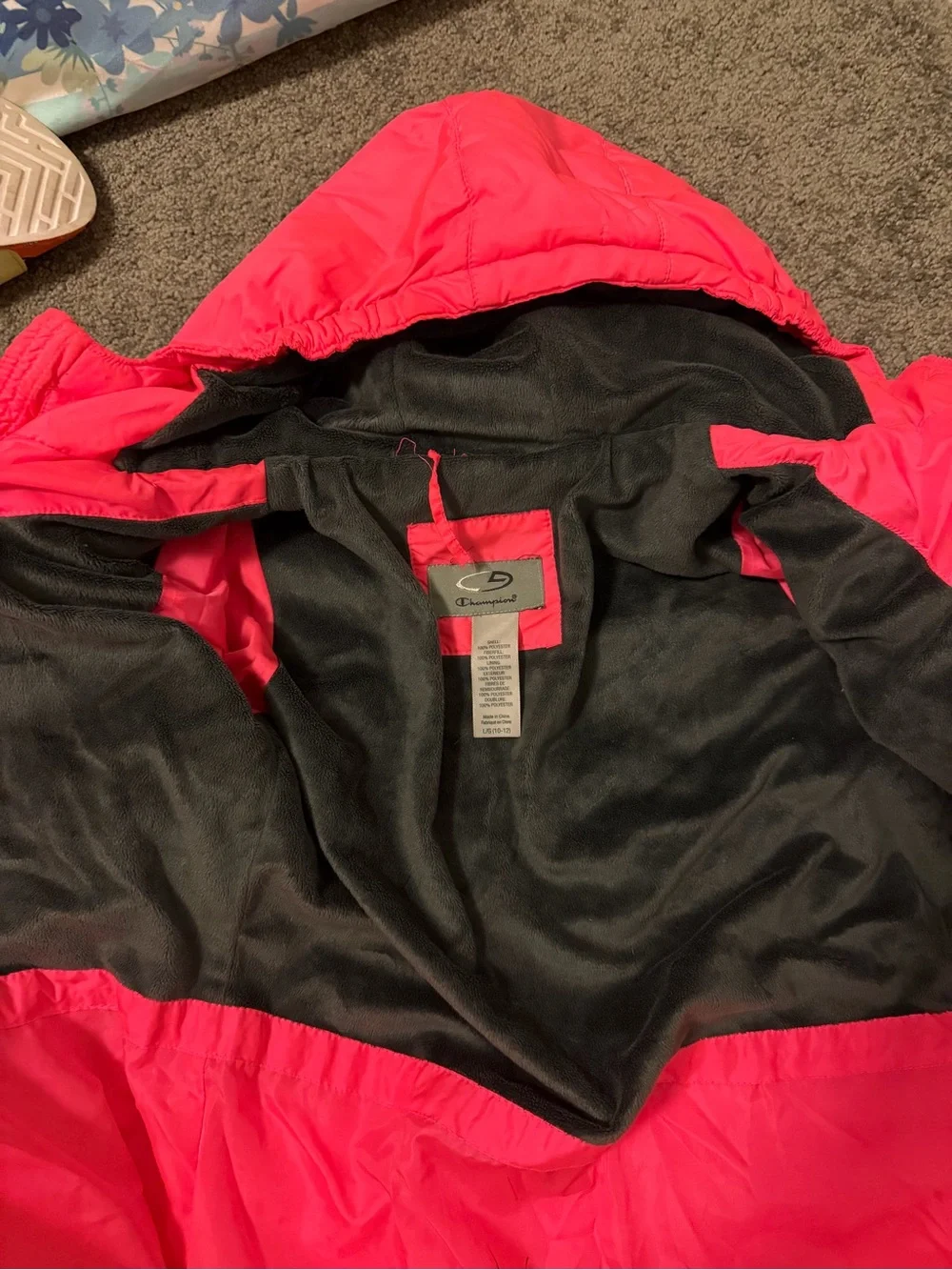 Champion Girls' Hooded Quilted Puffer Jacket in Hot Pink